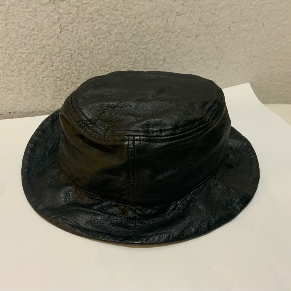 Wilson Leather Pelle Studio Black Bucket Hat Size Small Y2K Retro Vintage 90's